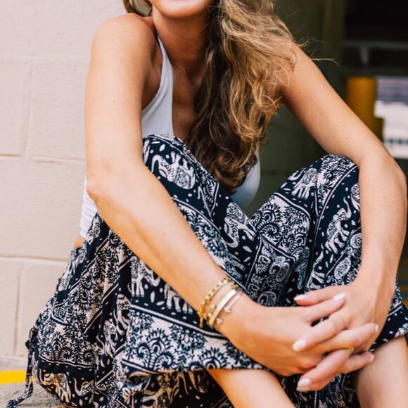 Buddha Pants Womens Elastic Drawstring Boho Hippie Lotus O.G. Harem Pants Black - Picture 8 of 16